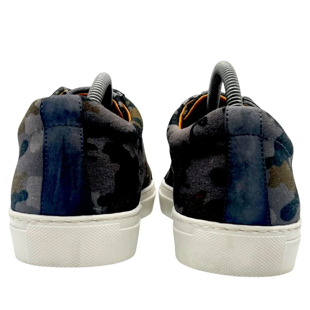 Donald Pliner Christy Camo Canvas Suede Low Top Sneakers Mens 10 Gray Blue Spain